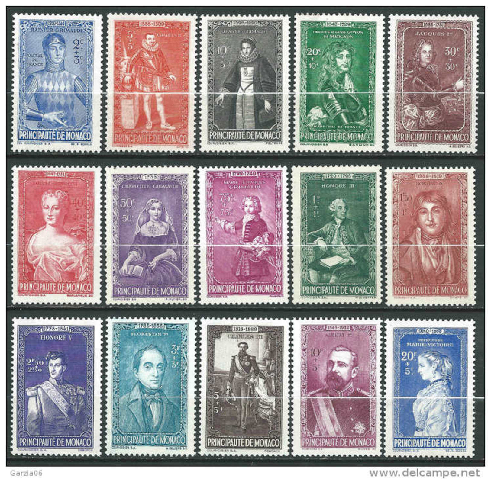 Monaco - 1942 - Princes Et Princesses De Monaco - N°234 à 248 - Neufs **/MNH - Neufs