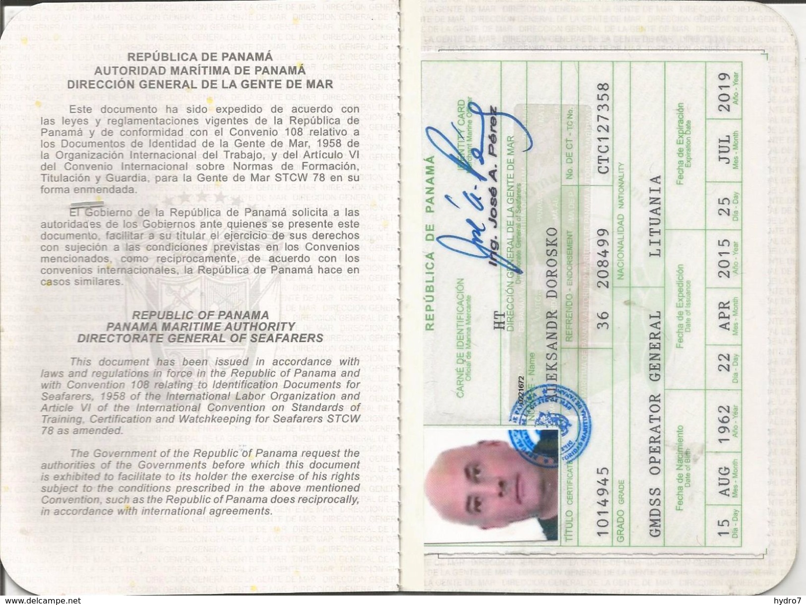 Panama Seamans Passport ID Card Green Passeport  Reisepass Pasaporte - Historical Documents