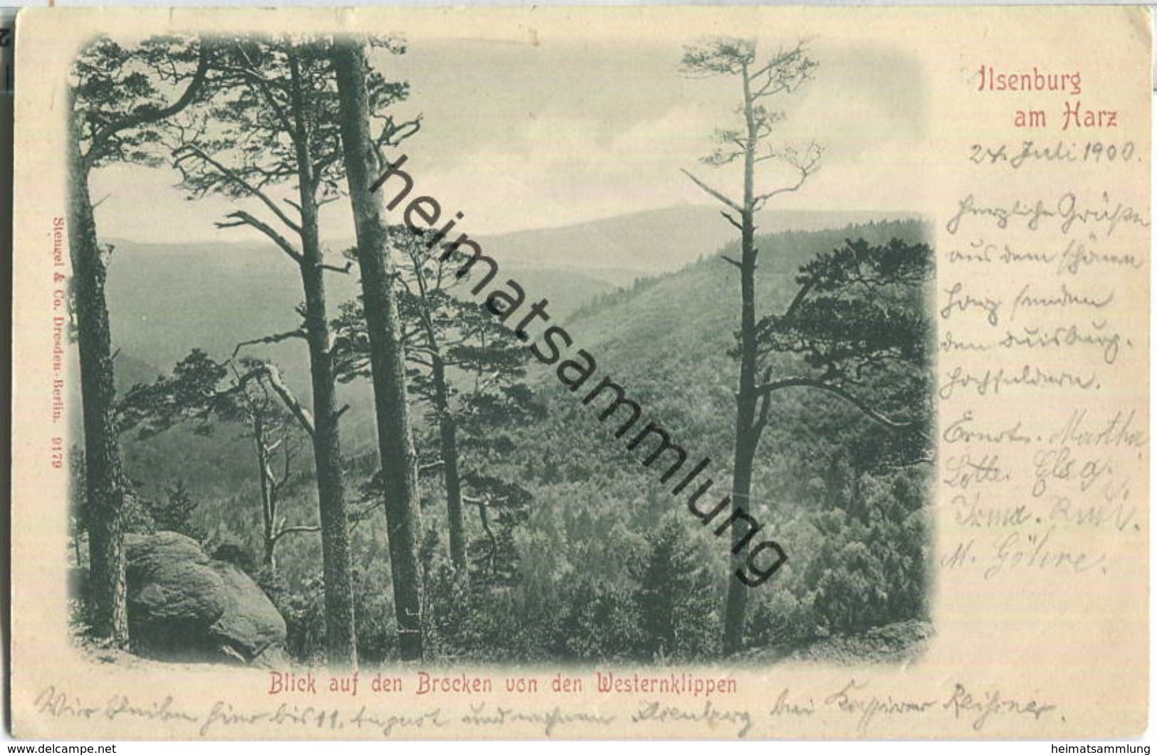 Ilsenburg - Blick Auf Den Brocken Von Den Westernklippen - Verlag Stengel & Co. Dresden - Ilsenburg