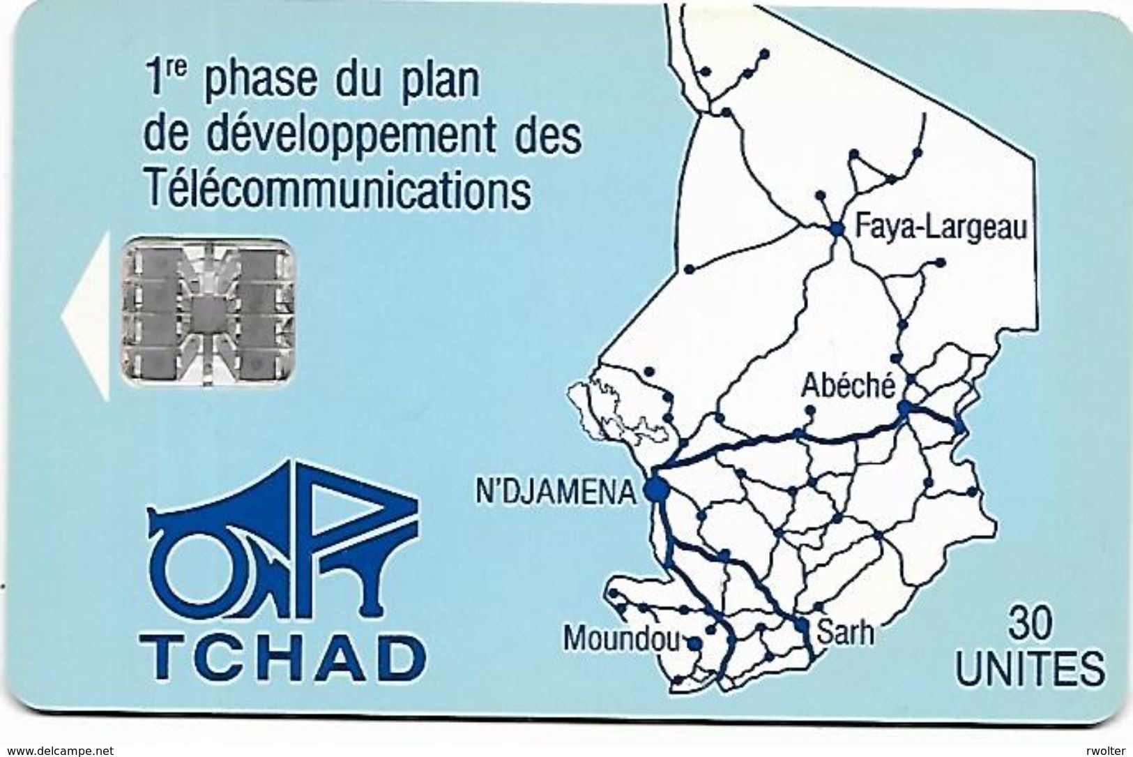 @+ Tchad - ONPT 30U - Blue Map Of Tchad SC7 - Tschad