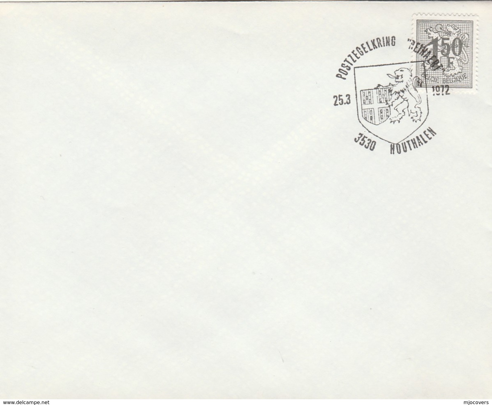 1972 Cover HOUTHALEN COAT OF ARMS  EVENT, Belgium Stamps Heraldic Lion - Covers & Documents