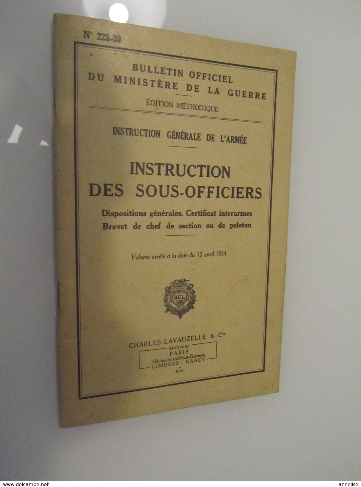 Militaire "Instruction Des Sous-officiers" Brevet Chef De Section  Ou Peloton 1954 - Français