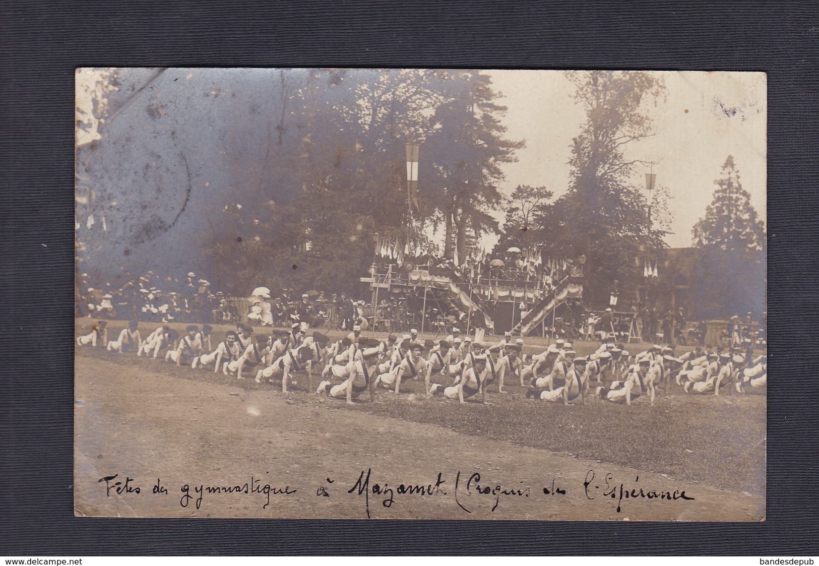 Carte Photo Mazamet (81) Fete De Gymnastique ( Croquis De L' Esperance Animée Gymnastes ) - Mazamet