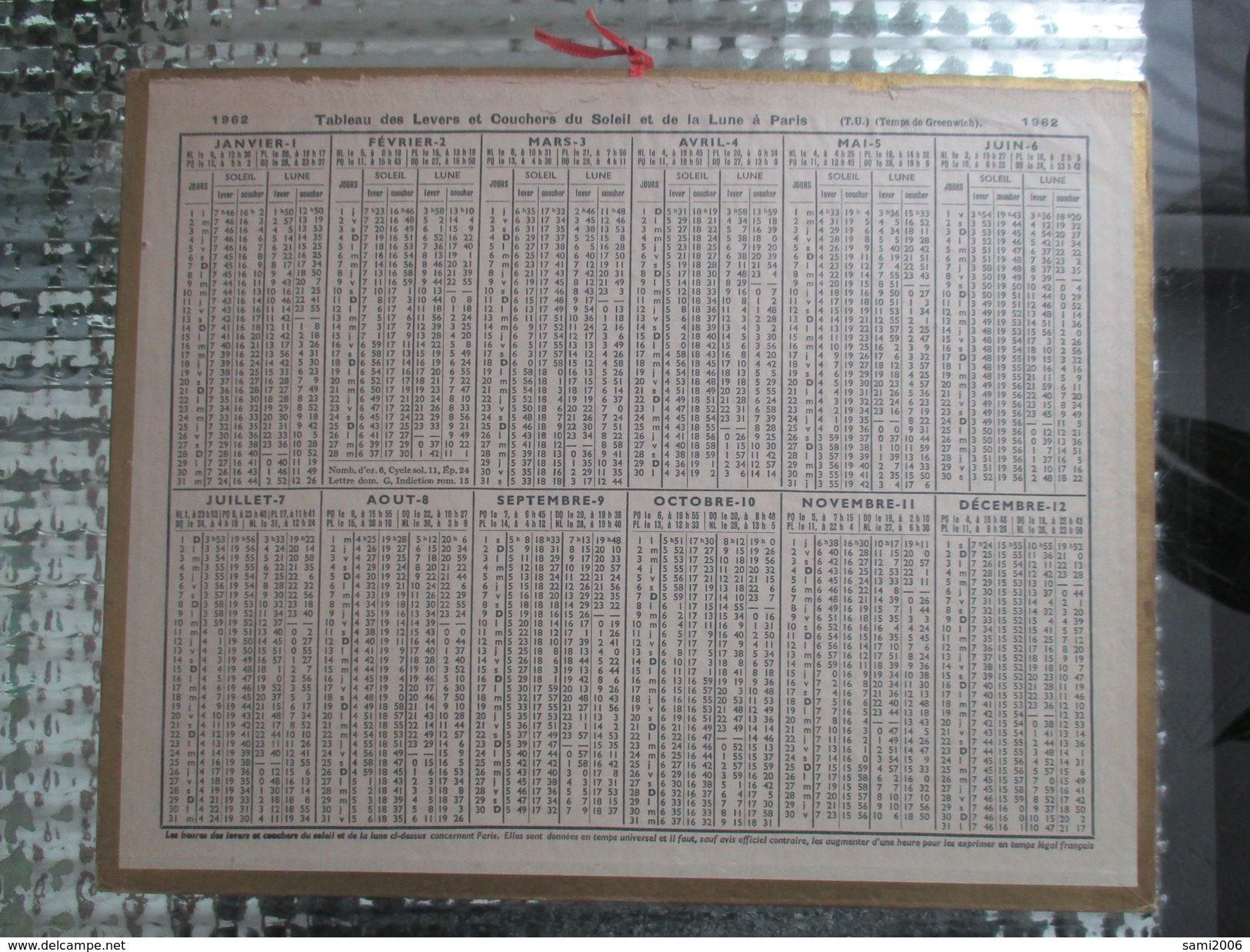 CALENDRIER ALMANACH DES P.T.T 1962 FETE FORAINE MANEGE - Grand Format : 1961-70