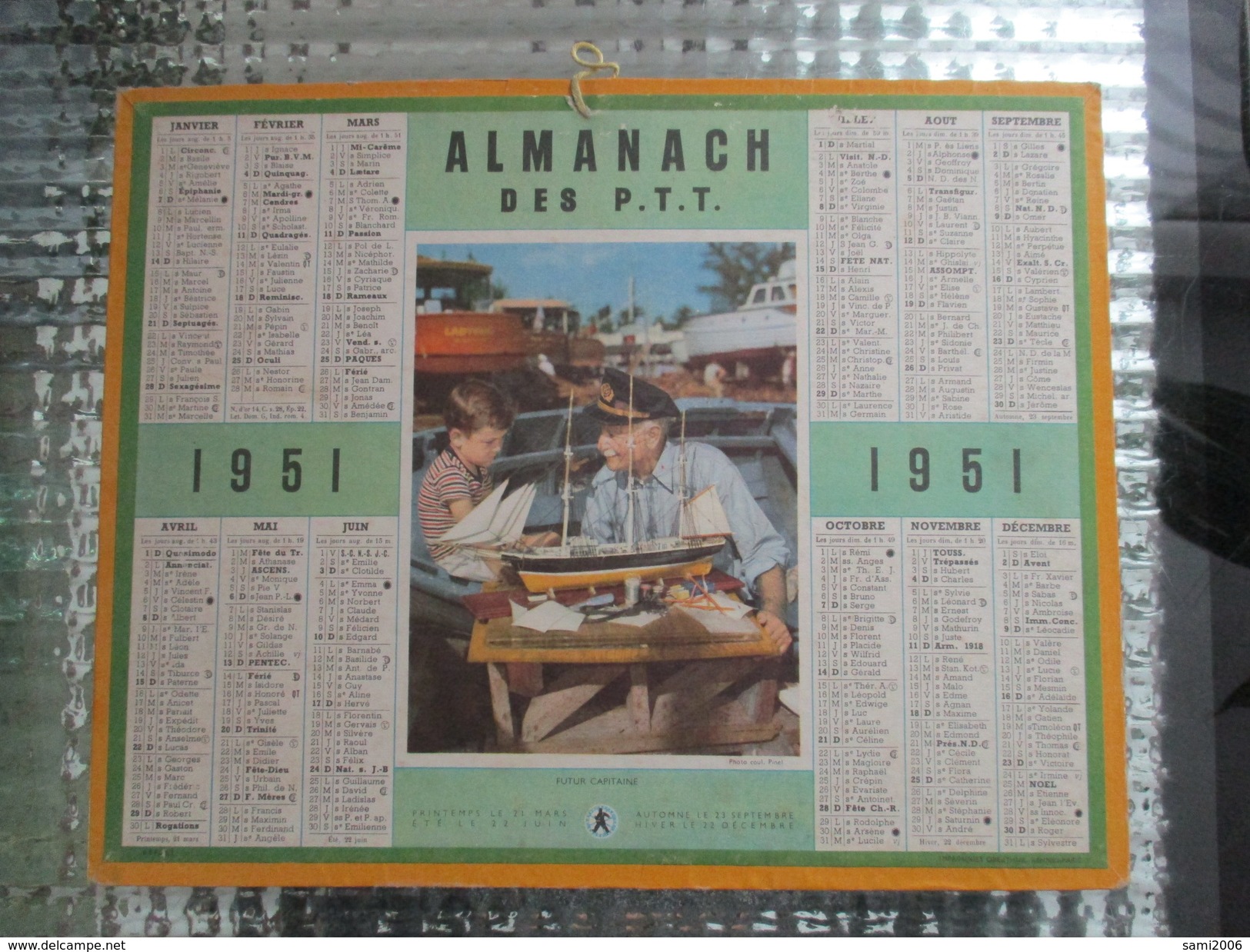 CALENDRIER ALMANACH DES P.T.T 1951 MARINE FUTUR CAPITAINE  BATEAU MAQUETTE - Grand Format : 1941-60