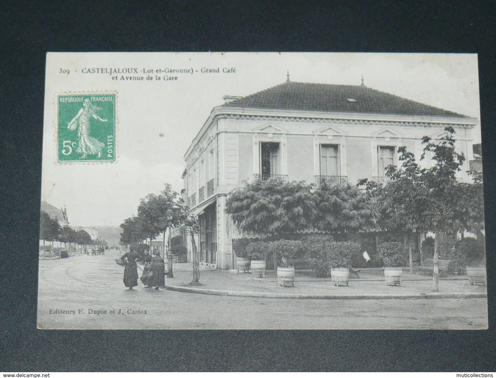 CASTELJALOUX    1910  DEVANTURE COMMERCE  GRAND CAFE / RUE GARE     CIRC  EDIT - Casteljaloux