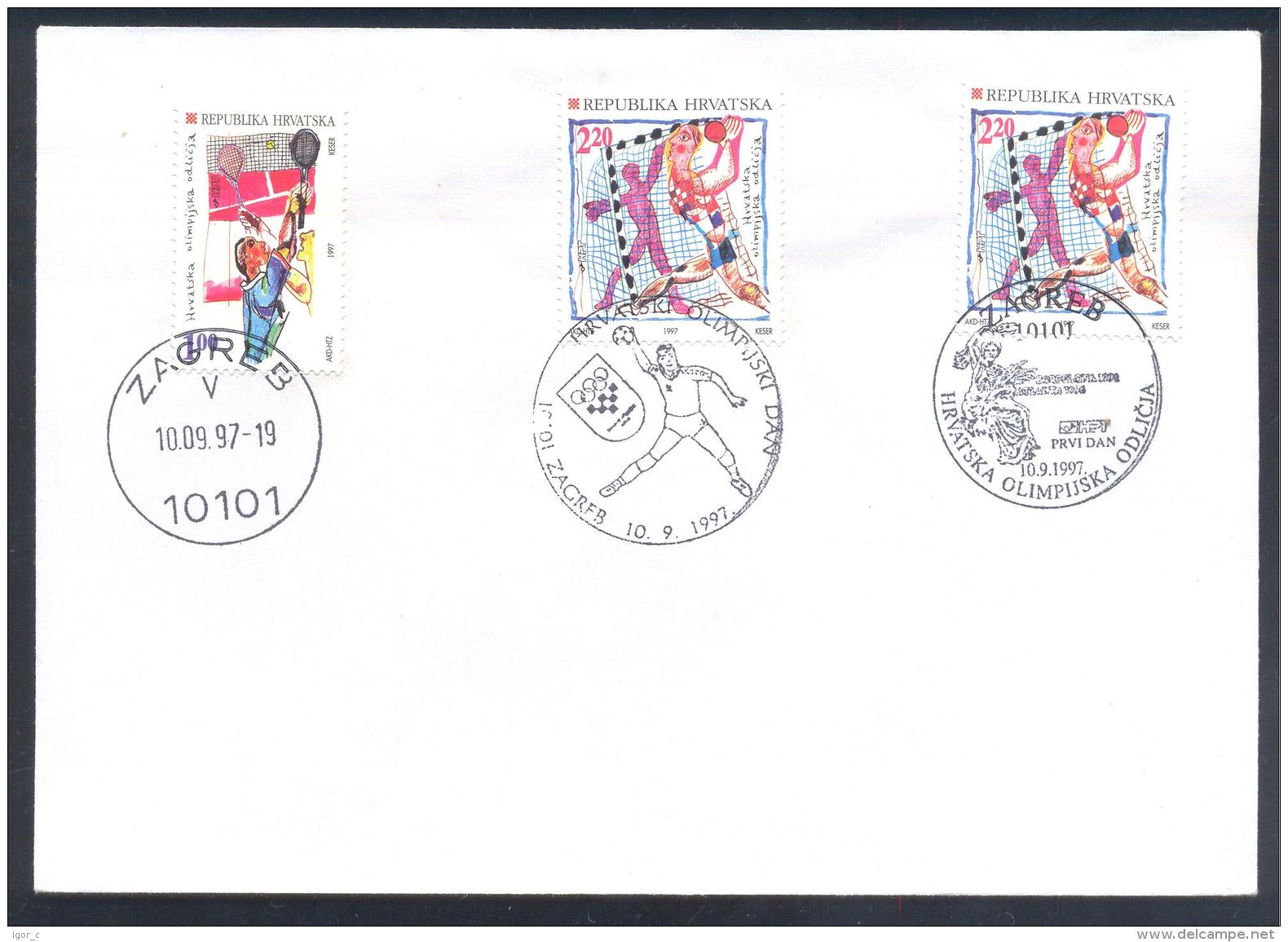 Croatia 1997 Cover: Handball Tennis; Croatia Olympic Medals - Handball