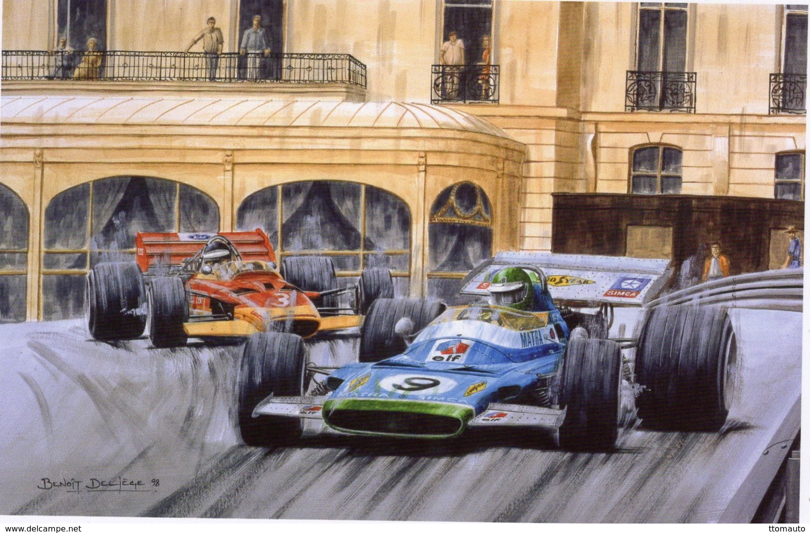 Grand Prix De Monaco 1970  -  Henri Pescarolo  (Matra MS120)  -  Art Card By Benoit Deliège - Grand Prix / F1