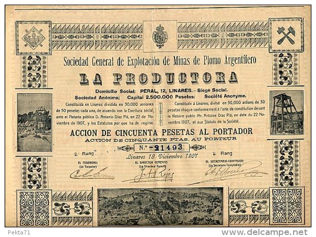 EXPLOTACION DE MINAS DE PLOM ARGENTIFERO LA PRODUCTORA 1907 - Mines