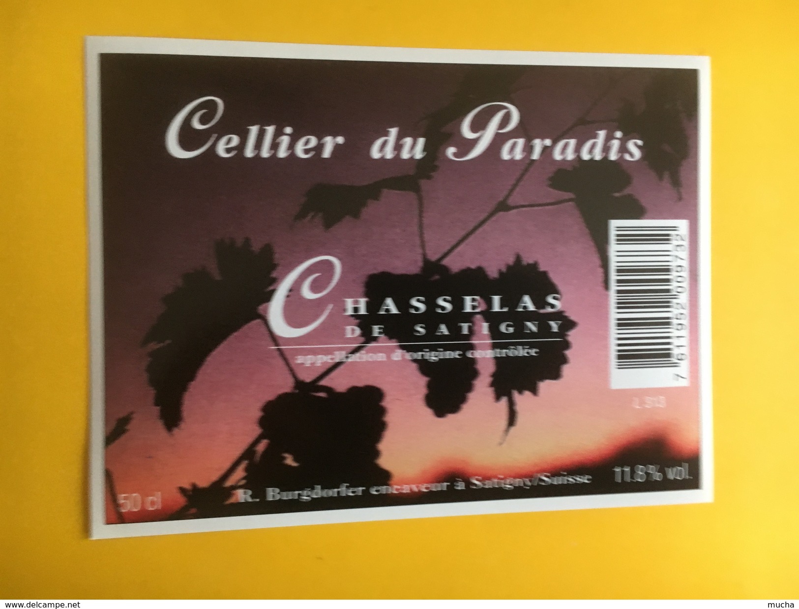 5208 - Cellier Du Paradis Chasselas Et Gamay De Satigny Suisse 2 étiquettes - Autres & Non Classés