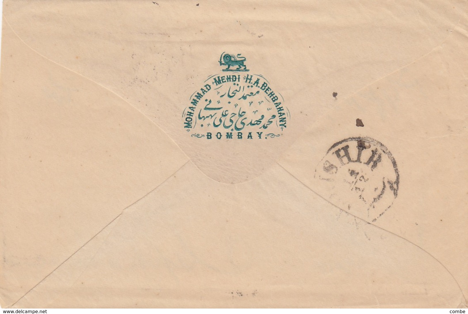 COVER INDIA. 1901. Yv 56 TWO ANNAS SIX PIES.  BOMBAY TO ISPHAHAN IRAN - 1882-1901 Imperium