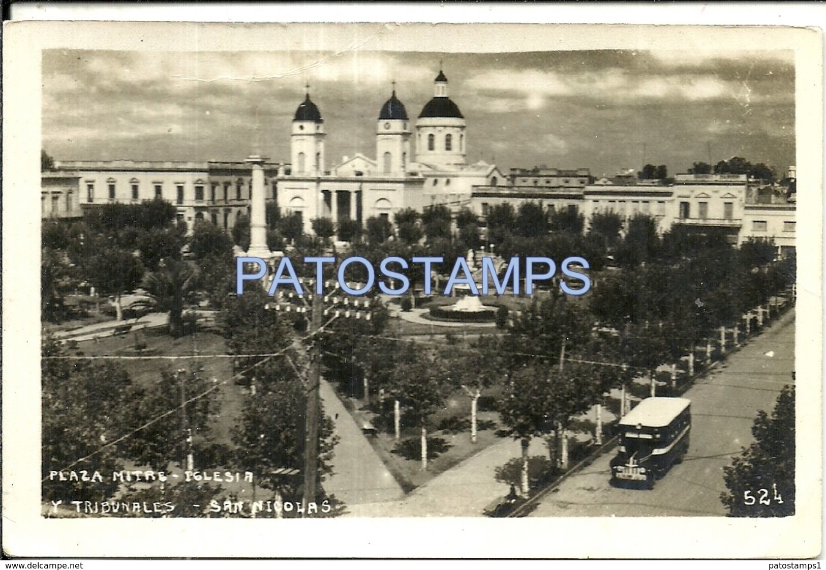 81683 ARGENTINA SAN NICOLAS BUENOS AIRES PLAZA MITRE IGLESIA Y TRIBUNALES BREAK POSTAL POSTCARD - Argentina