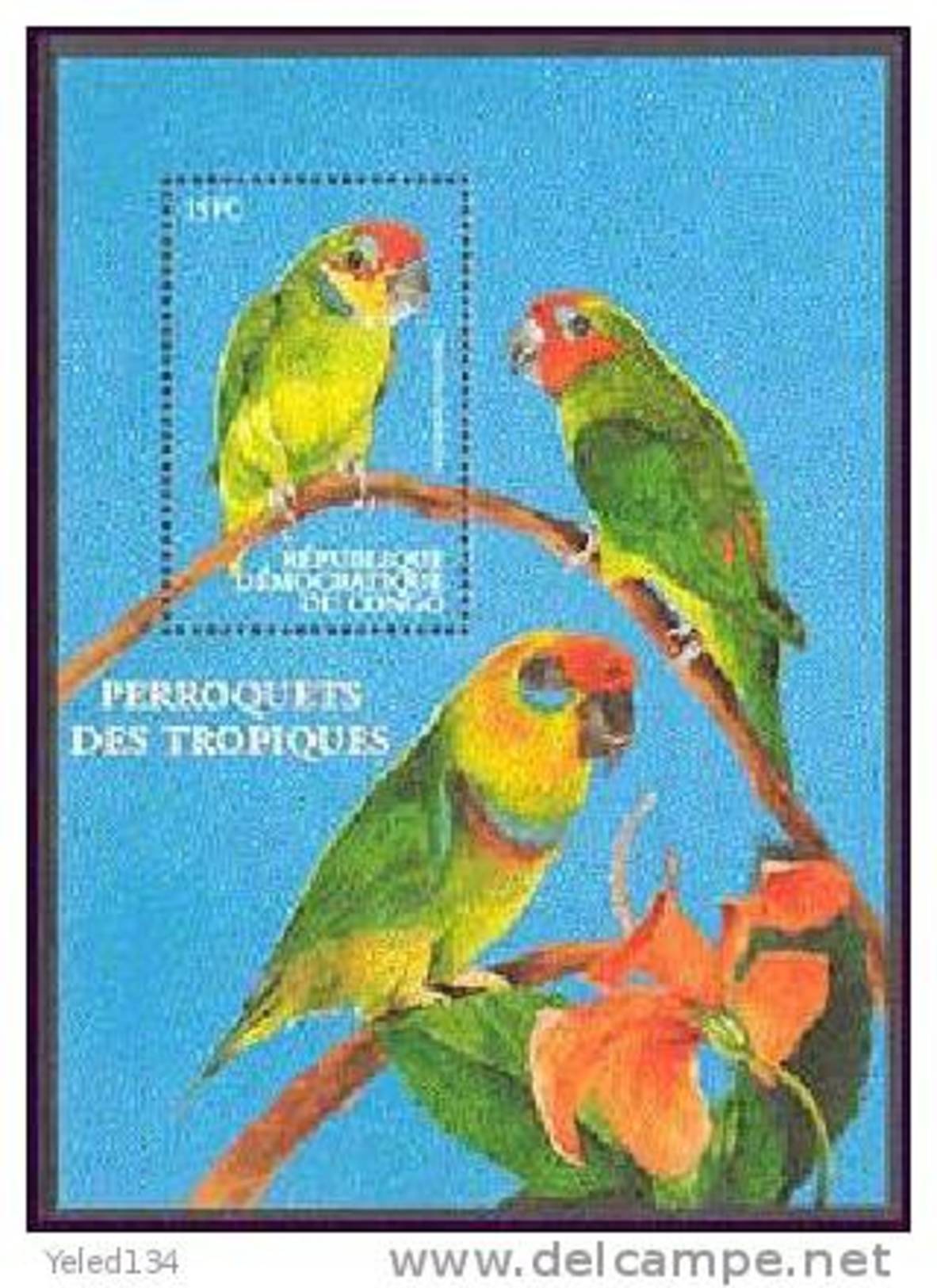 CONGO   1541  MINT NEVER HINGED SOUVENIR SHEET OF BIRDS  ; PARROTS - Autres & Non Classés