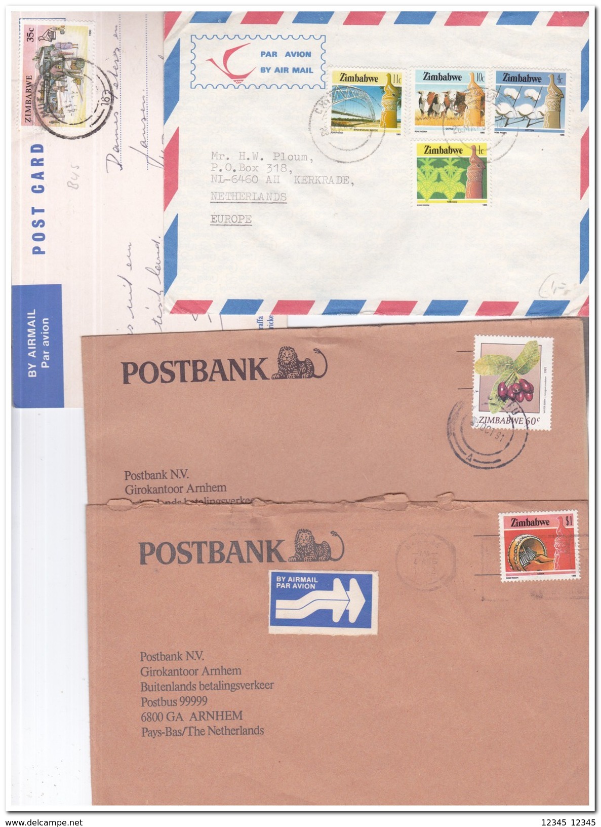 Zimbabwe, 1 Cart + 3 Envelopes - Zimbabwe (1980-...)