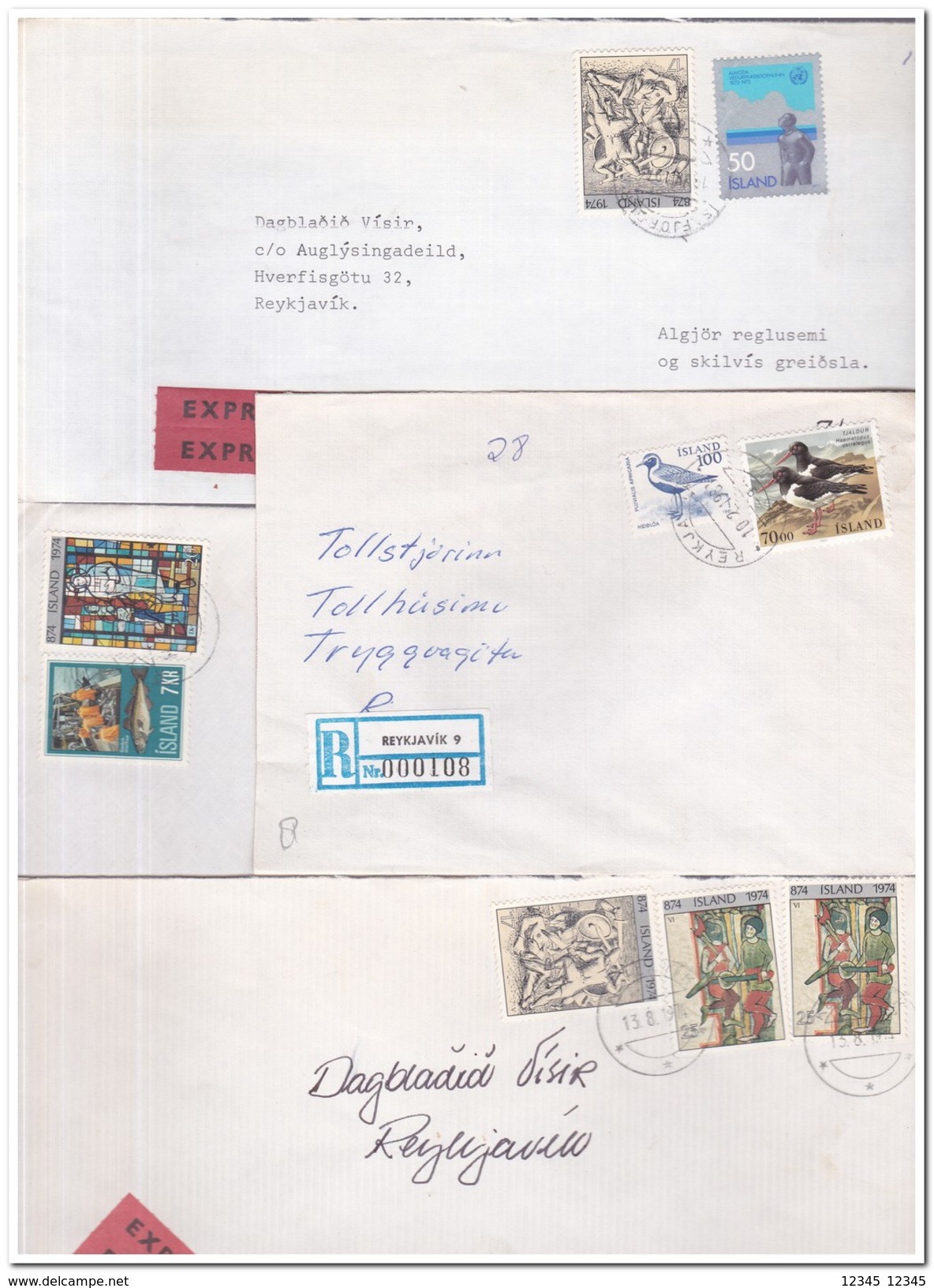 IJsland, 12 Envelopes - Enteros Postales