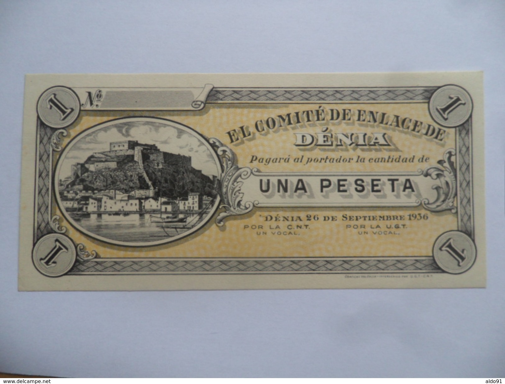 (Espagne - Nécessité 1936....) -  Billet De 1 Peseta - El Comité De Enlace De DENIA......(Sup +++ Neuf....voir Scans) - To Identify