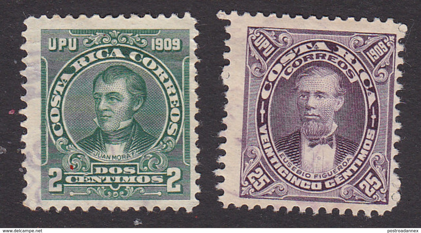 Costa Rica, Scott #70, 75, Used, Juan Mora Fernandez, Eusebio Figueroa Oreamuno, Issued 1910 - Costa Rica