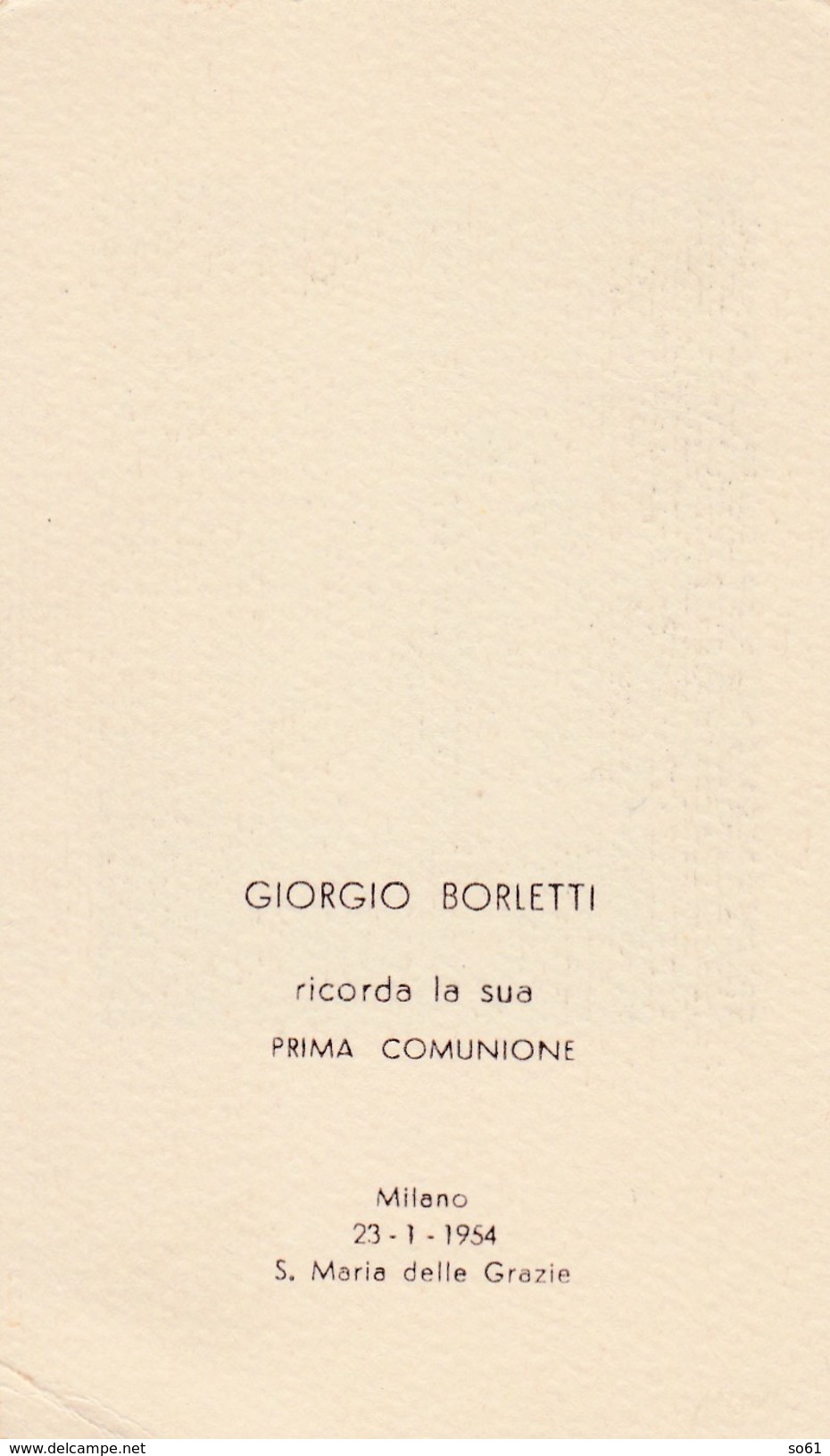 7349.   Santino Holy Card Pastor Divinus - Murillo - Ricordo Prima Comunione - S. Maria Delle Grazie Milano 1954 - Images Religieuses