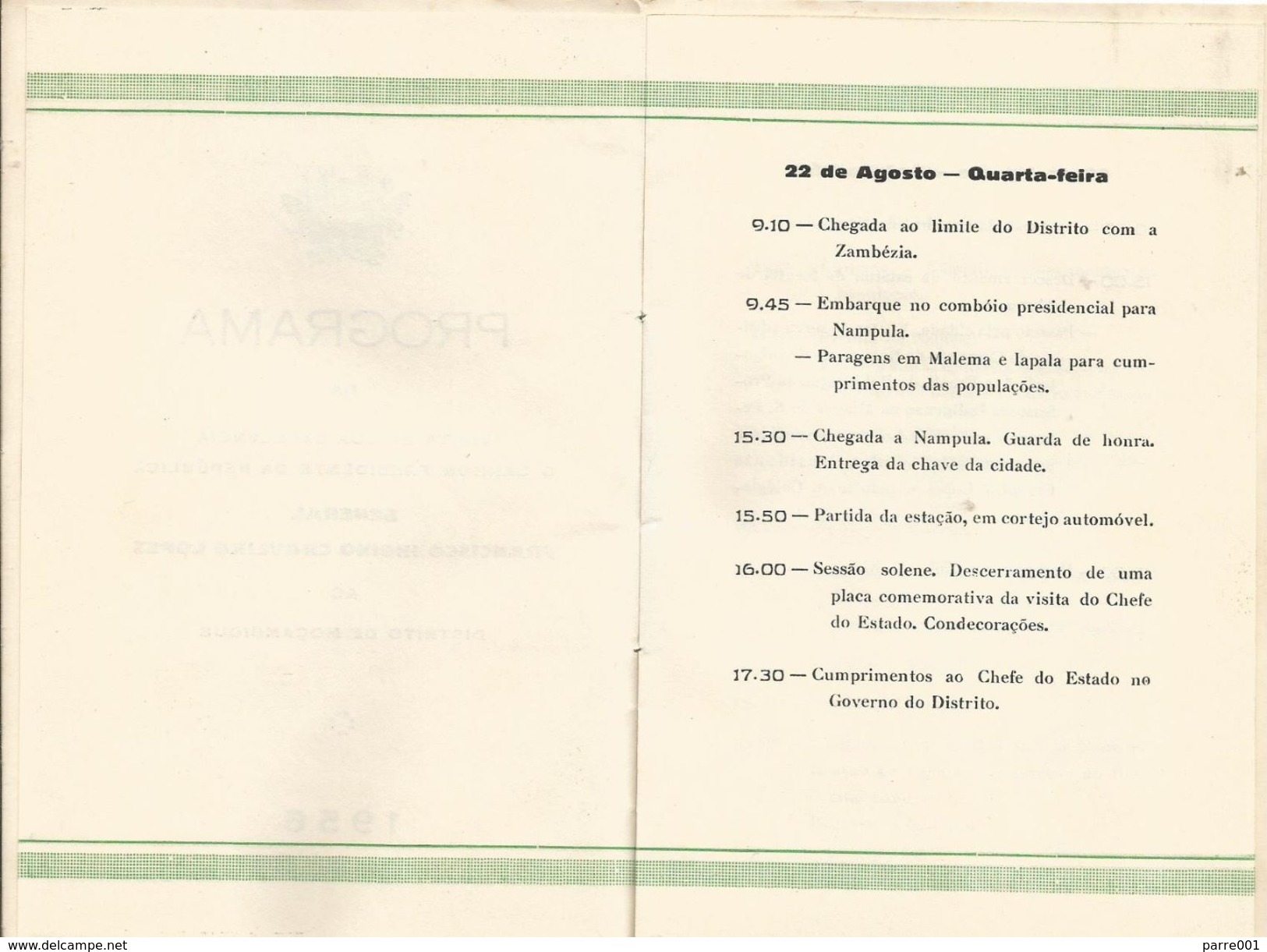 Mozambique 1956 Nampula Presidential Visit Programme Booklet. Locally Printed - Mozambique