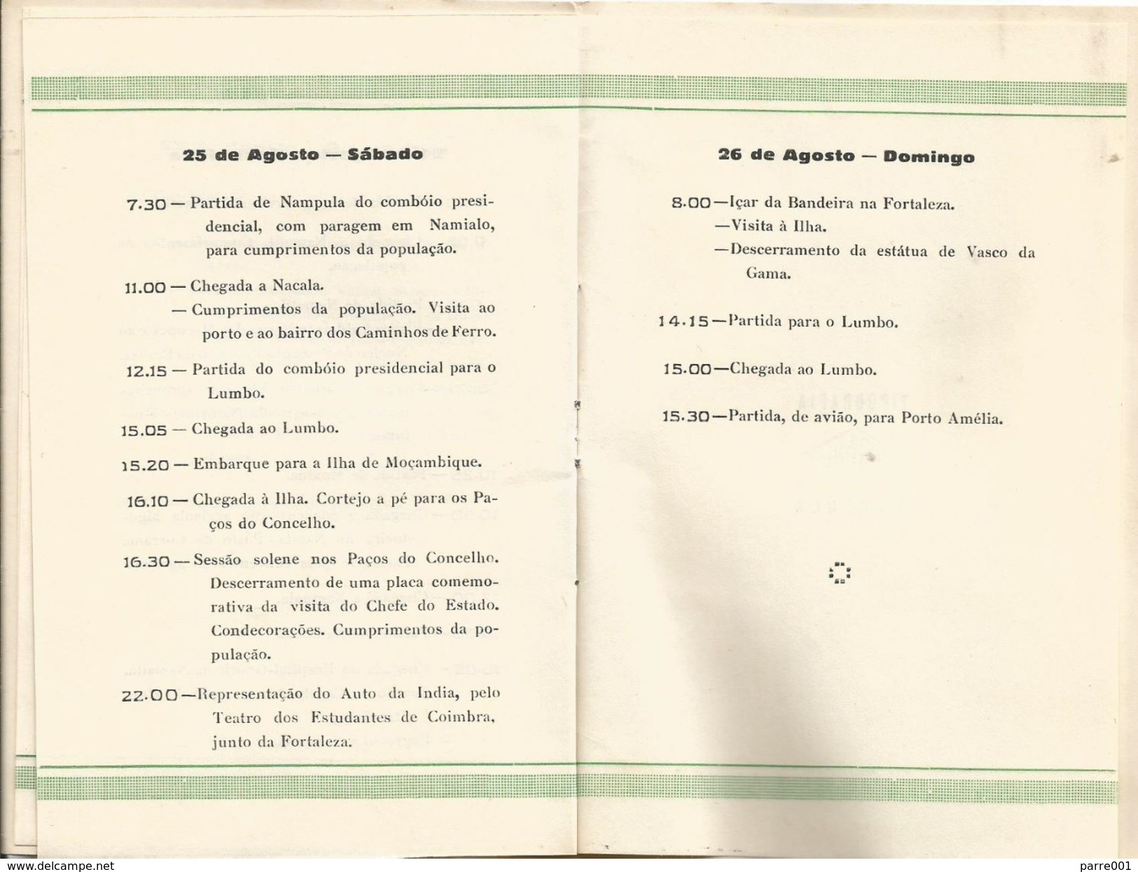 Mozambique 1956 Nampula Presidential Visit Programme Booklet. Locally Printed - Mozambique