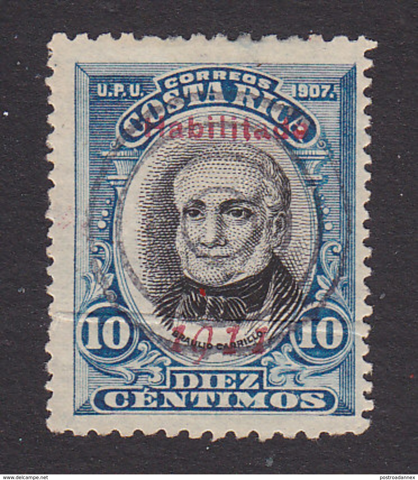 Costa Rica, Scott #84, Used, Braulio Carrillo Overprinted, Issued 1911 - Costa Rica