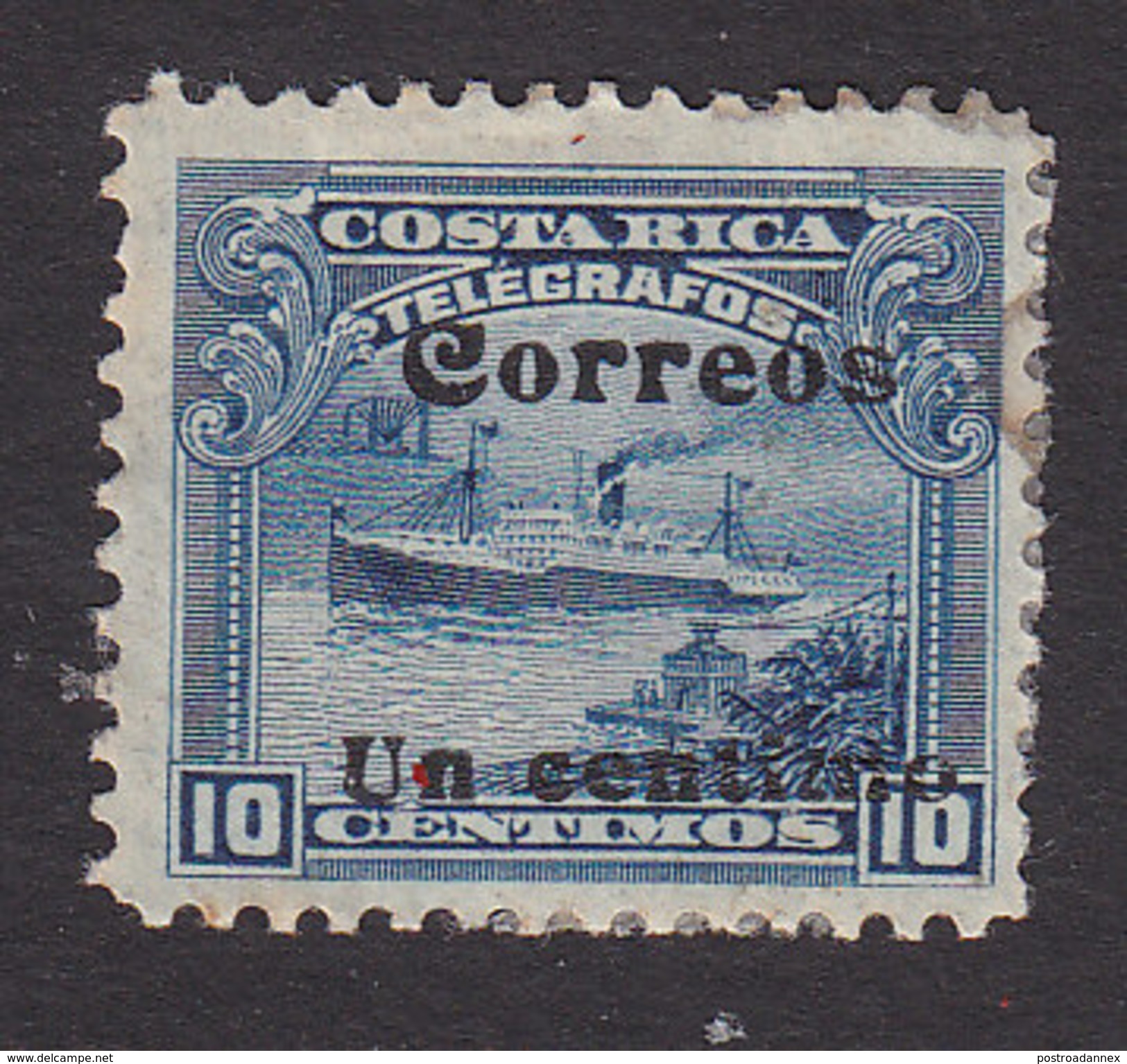 Costa Rica, Scott #87, Mint No Gum, Telegraph Stamp Surcharged, Issued 1911 - Costa Rica