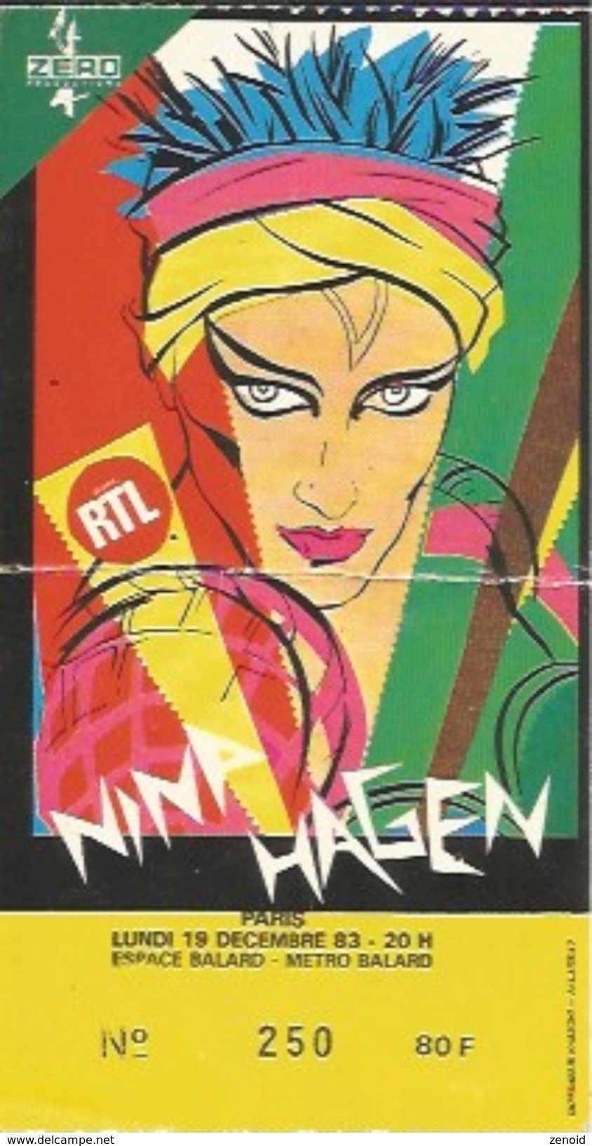 Ticket Concert Nina Hagen - Espace Balard 1983 - Konzertkarten