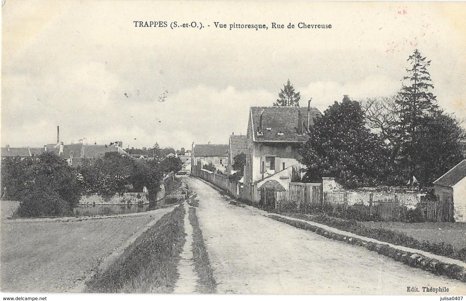 TRAPPES (78) Vue Rue De Chevreuse Cachet Militaire Garde Voie Communications Au Verso - Trappes