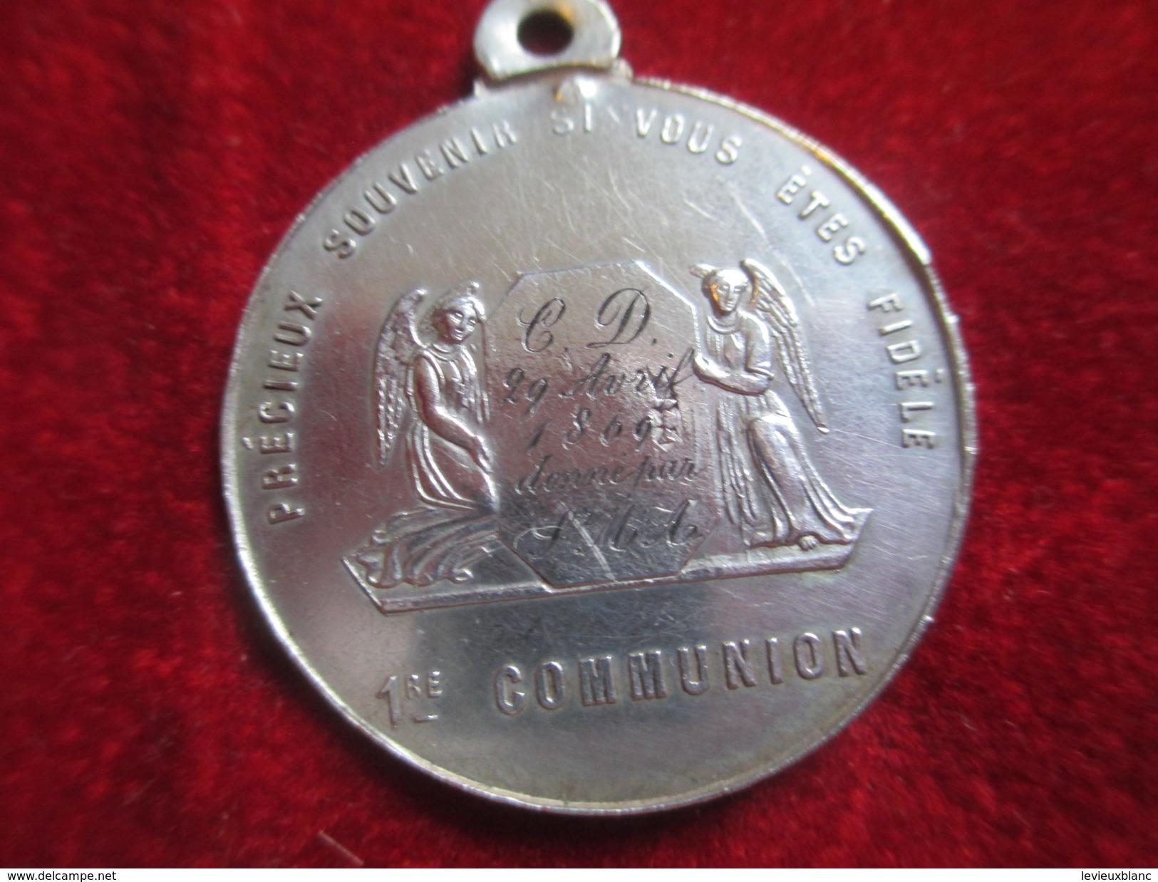 Médaille Religieuse Ancienne/Premiere Communion/ Gravée/ Précieux Souvenir Si Vous êtes Fidèle/Argent/ 1869        CAN28 - Religion & Esotérisme