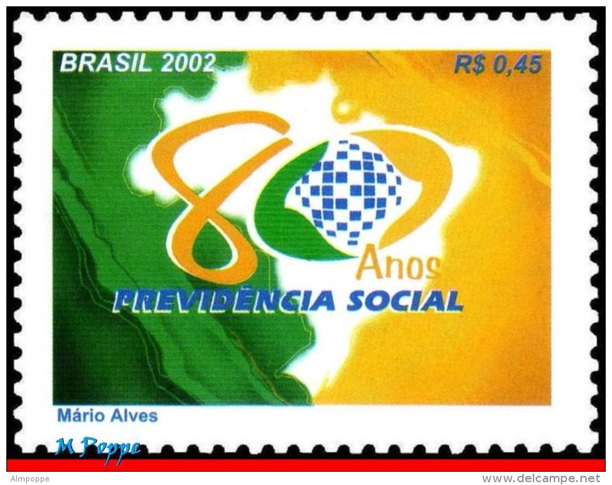 Ref. BR-2866 BRAZIL 2002 - MAPS, SOCIAL SECURITY,, 80TH ANNIV., MI# 3284, MNH,1V Sc# 2866 - Medizin