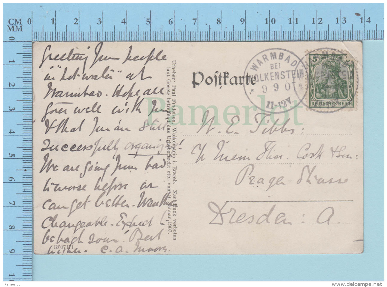 Warmbad Bei Wolkenstein - Erzgebirge: Sachsen - Cover Warmbad 1909 To Dresden + Stamp - Wolkenstein