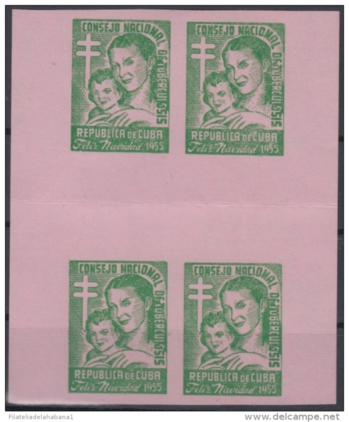 VI-248 CUBA CINDERELLA. 1955. CONSEJO TUBERCULOSOS MEDICINA MEDICINE PROOF ROSE PAPER . - Liefdadigheid