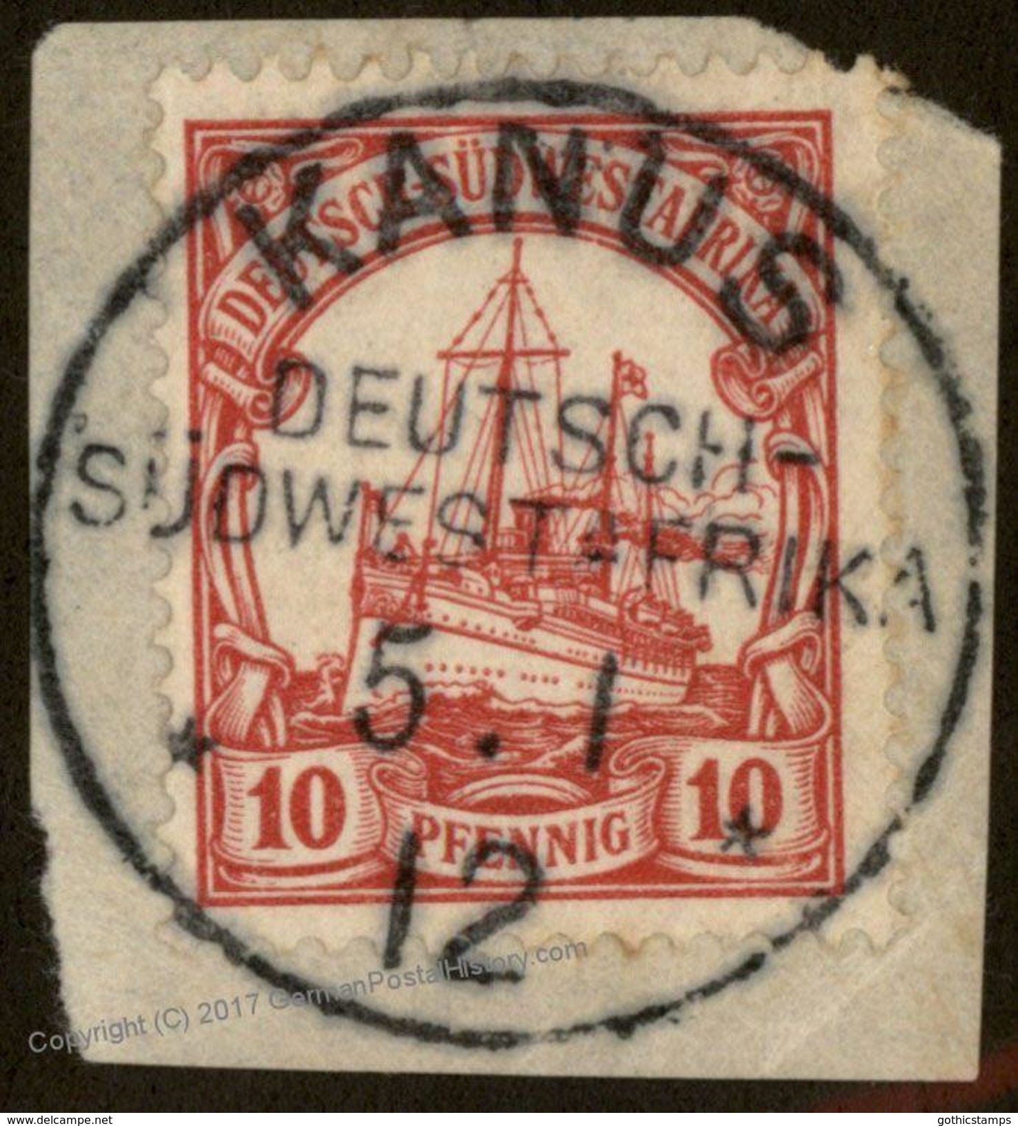 Germany SW Africa DSWA Used KANUS Small Yacht Stamp 76978 - Autres & Non Classés