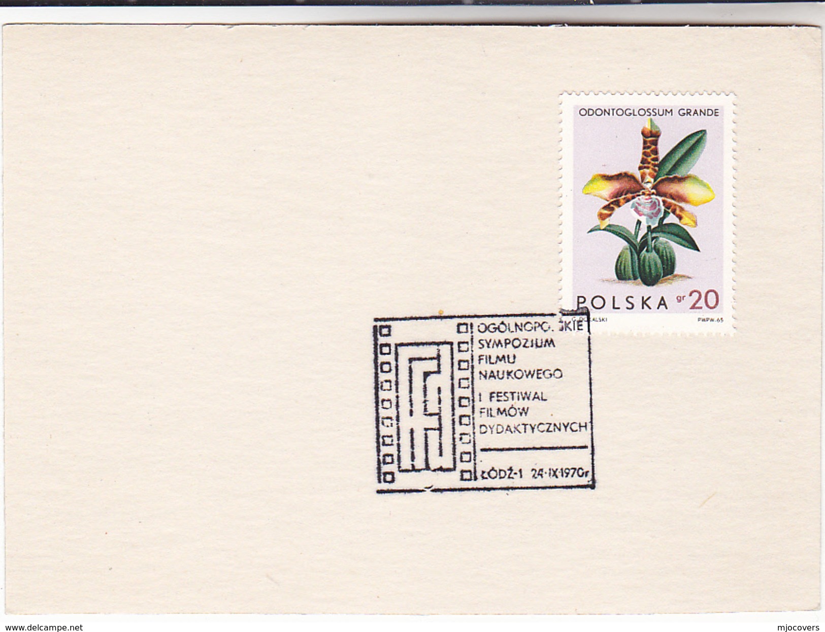 1970 POLAND Scientific FILM FESTIVAL EVENT COVER Card  Movie Cinema Orchid Stamps Flower Orchids Flowers - Cinema