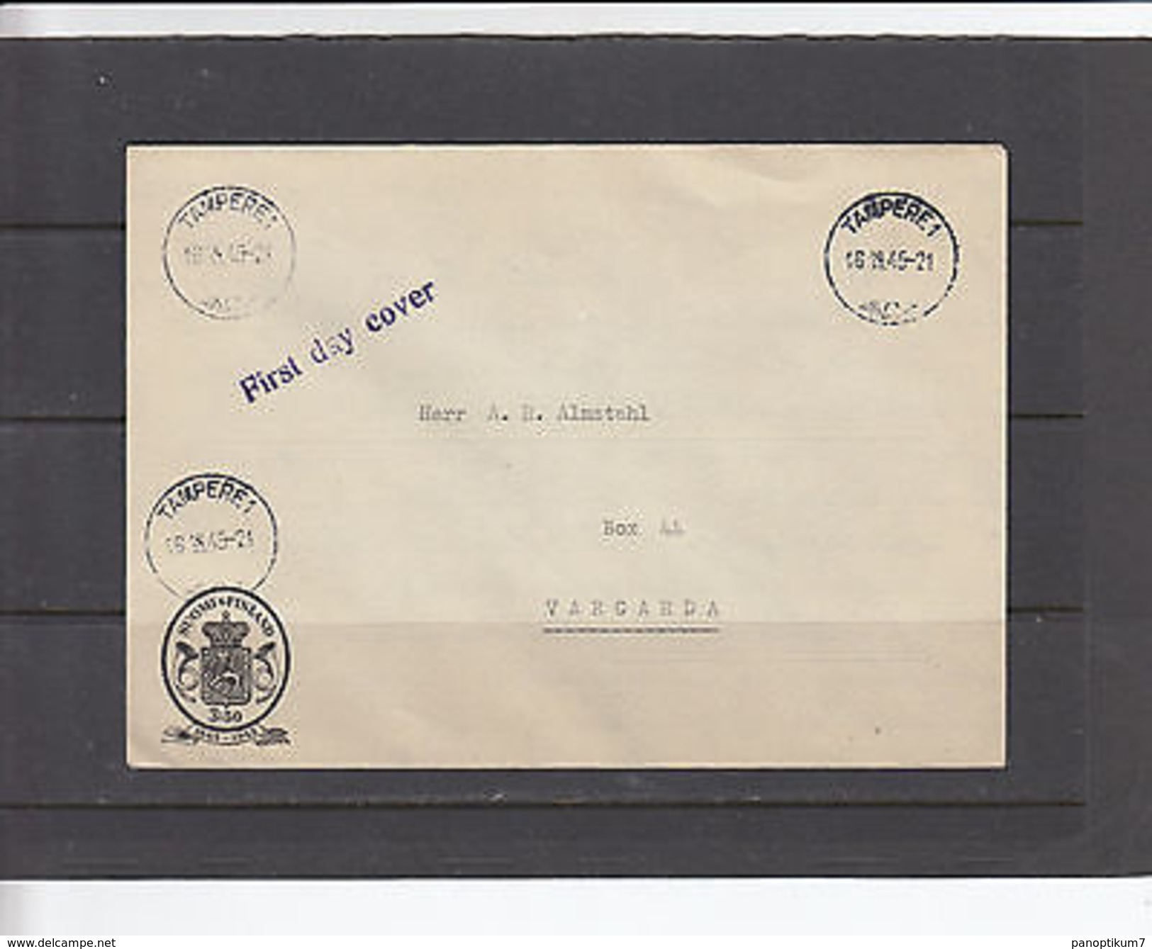 Finland 1945, Tampere First Day Postmark On Postal Stationary Centenary Cover - Interi Postali