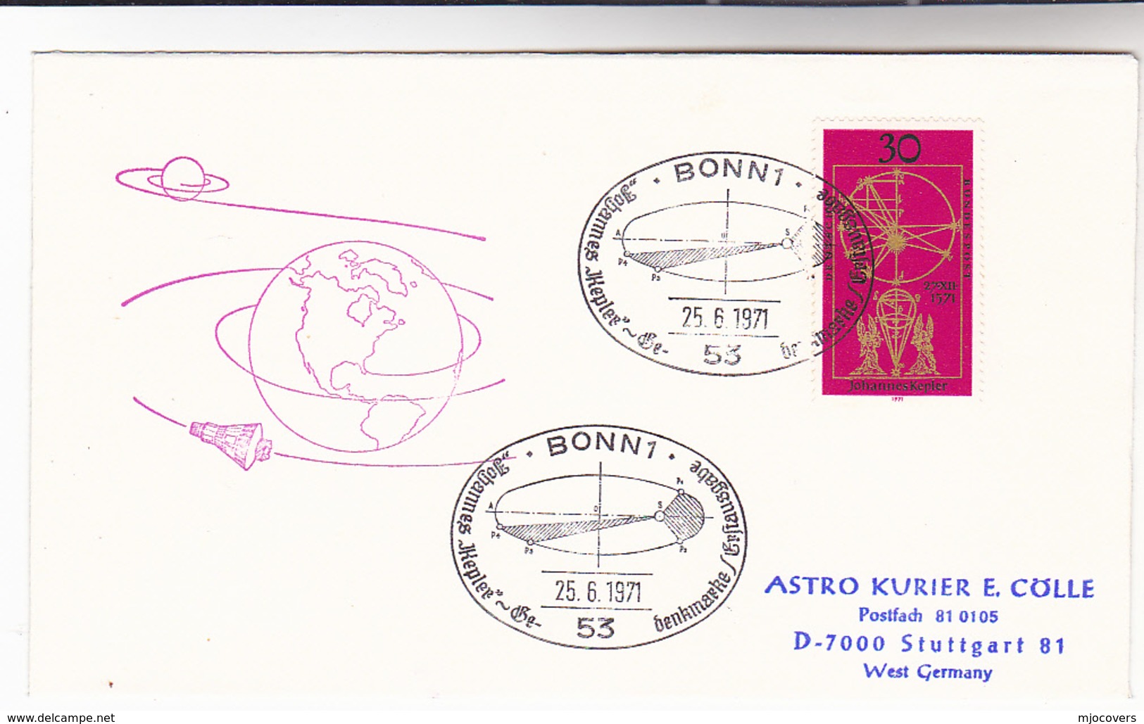 1971  Bonn SPACE EVENT COVER  Germany Stamps - Europe