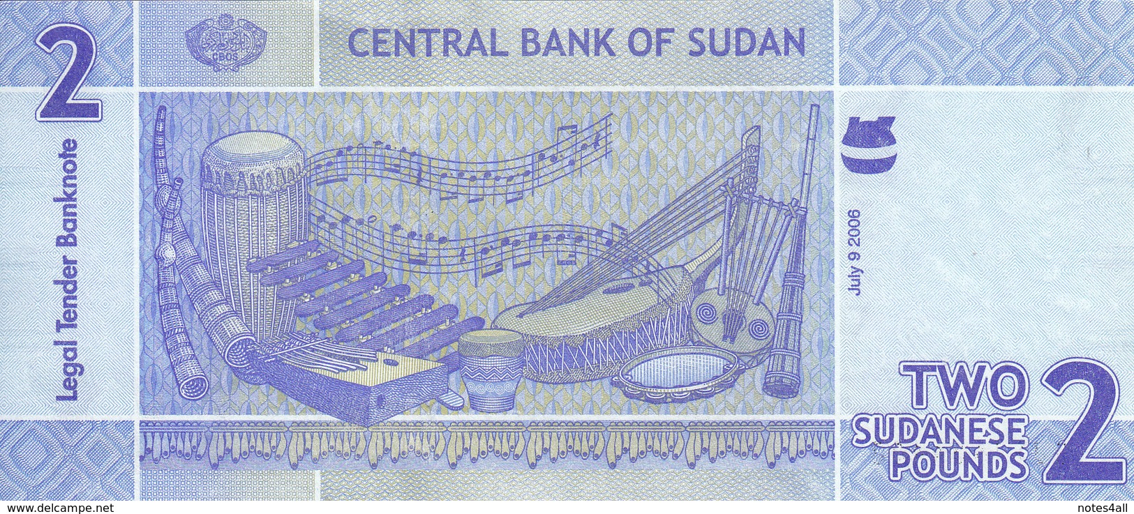 SUDAN 2 POUNDS 2006 MWR-RD1 P-65 REPLACEMENT UNC  */* - Sudan