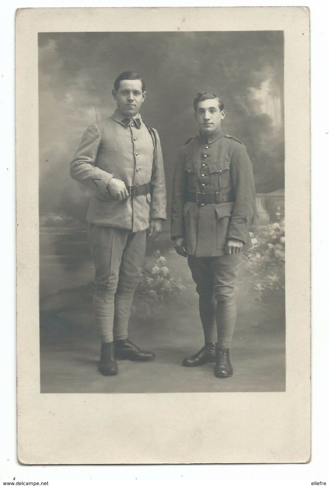 CPA Carte Photo Corbeil 91 - 2 Hommes En Vareuse Costume Militaire M Orlowski 6 Rue Champlouis 1930 - Corbeil Essonnes