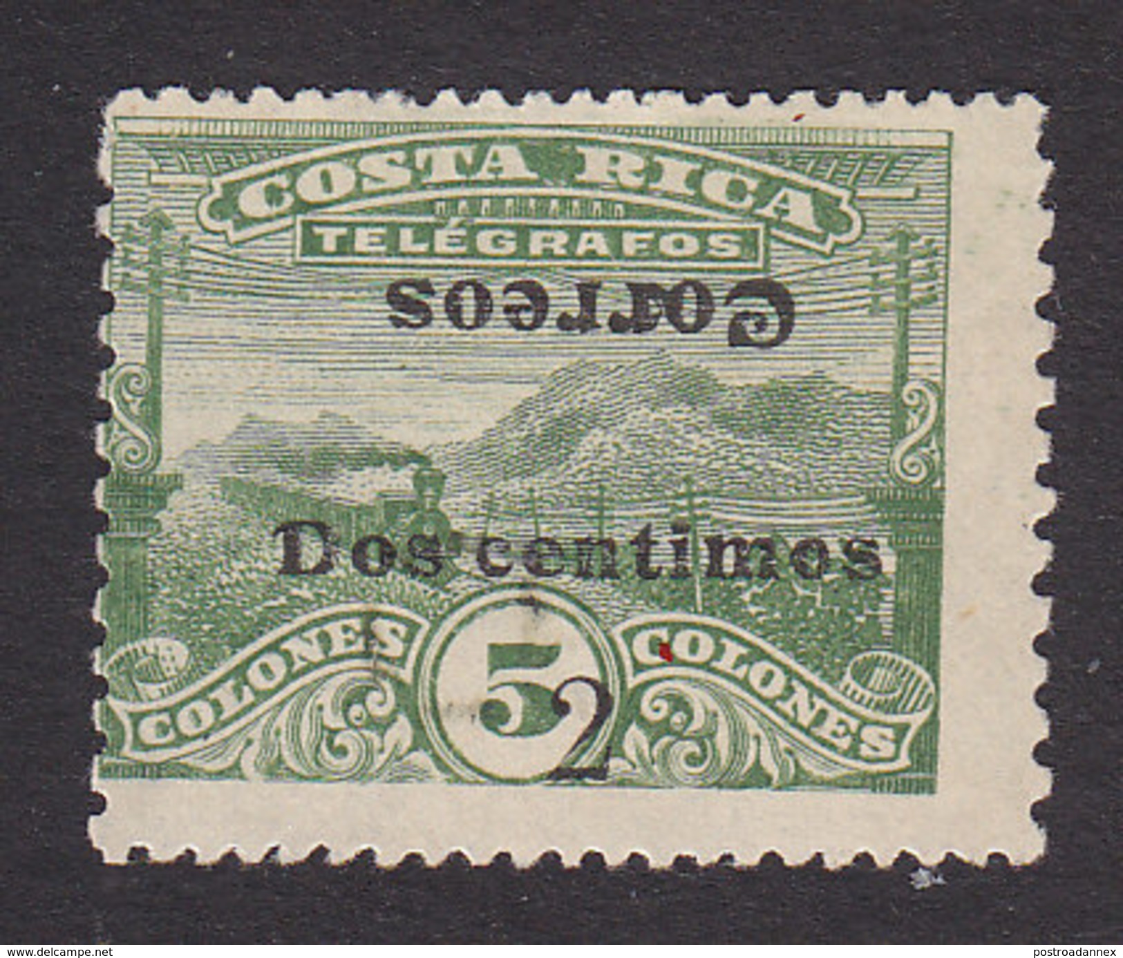 Costa Rica, Scott #98b, Mint Hinged, Telegraph Stamp Surcharged, Issued 1911 - Costa Rica