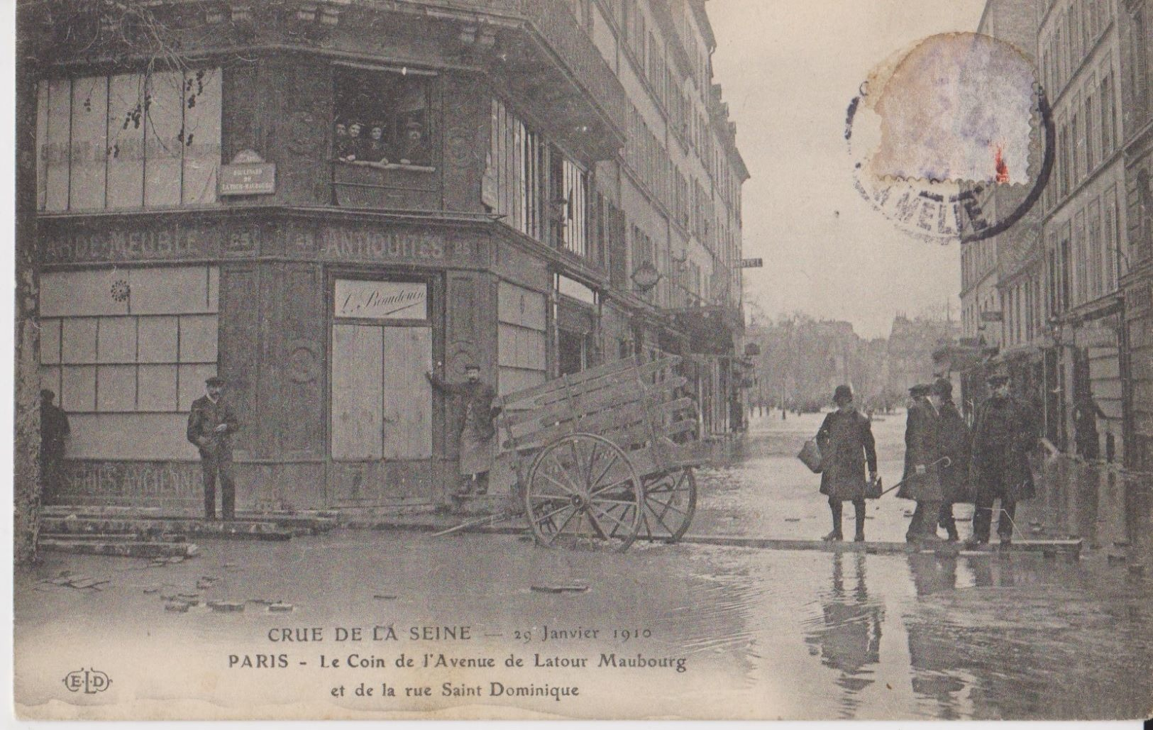 Crue De La Seine - 29 Janvier 1910 - Paris - Le Coin De L'Avenue De Latour Maubourg Et De La Rue Saint-Dominique - ELD - Inondations De 1910