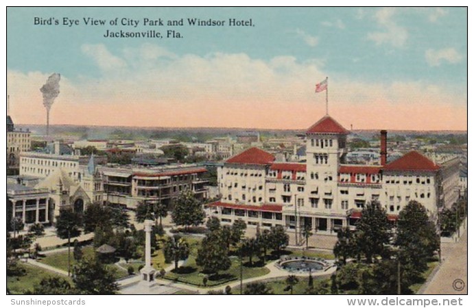 Florida Jacksonville Birds Eye View Of City Park And Windsor Hotel - Jacksonville