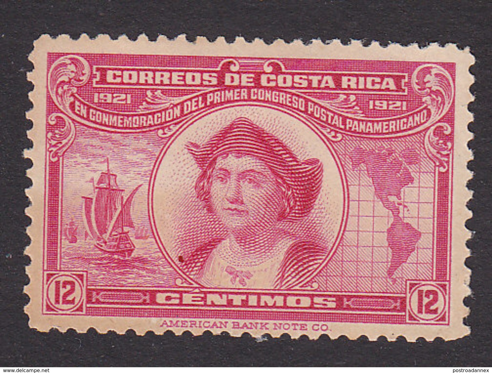 Costa Rica, Scott #124, Mint Hinged, Christopher Columbus, Issued 1923 - Costa Rica