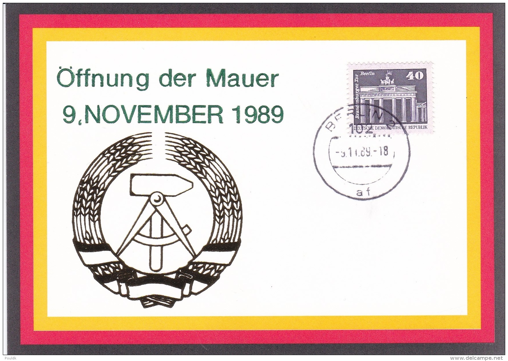 DDR Card 9.11.1989 Öffnung Der Mauer (DD10-7) - Briefe U. Dokumente