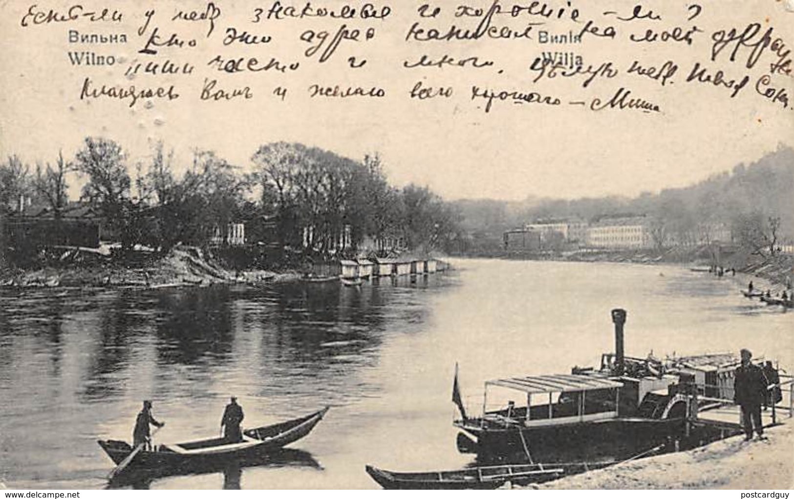 Wilno Lithuania - On The River, Steam And Row Boat - 1910 - Lithuania