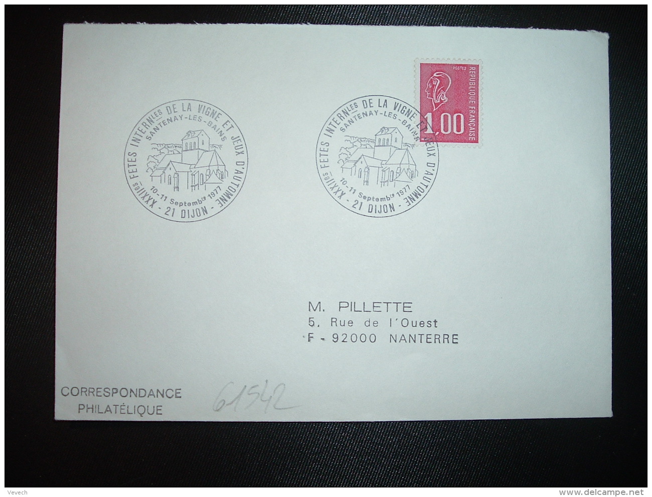 LETTRE TP M. DE BEQUET 1,00 3BP OBL.10-11 Septembre 1977 21 DIJON XXXIIes FETES INTERNLES DE LA VIGNE ET JEUX D'AUTOMNE - Wein & Alkohol