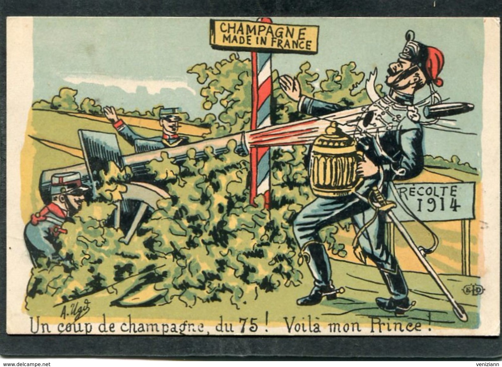 CPA - Illustration - Guillaume - Un Coup De Champagne, Du 75 ! Voilà Mon Prince ! - Guerre 1914-18