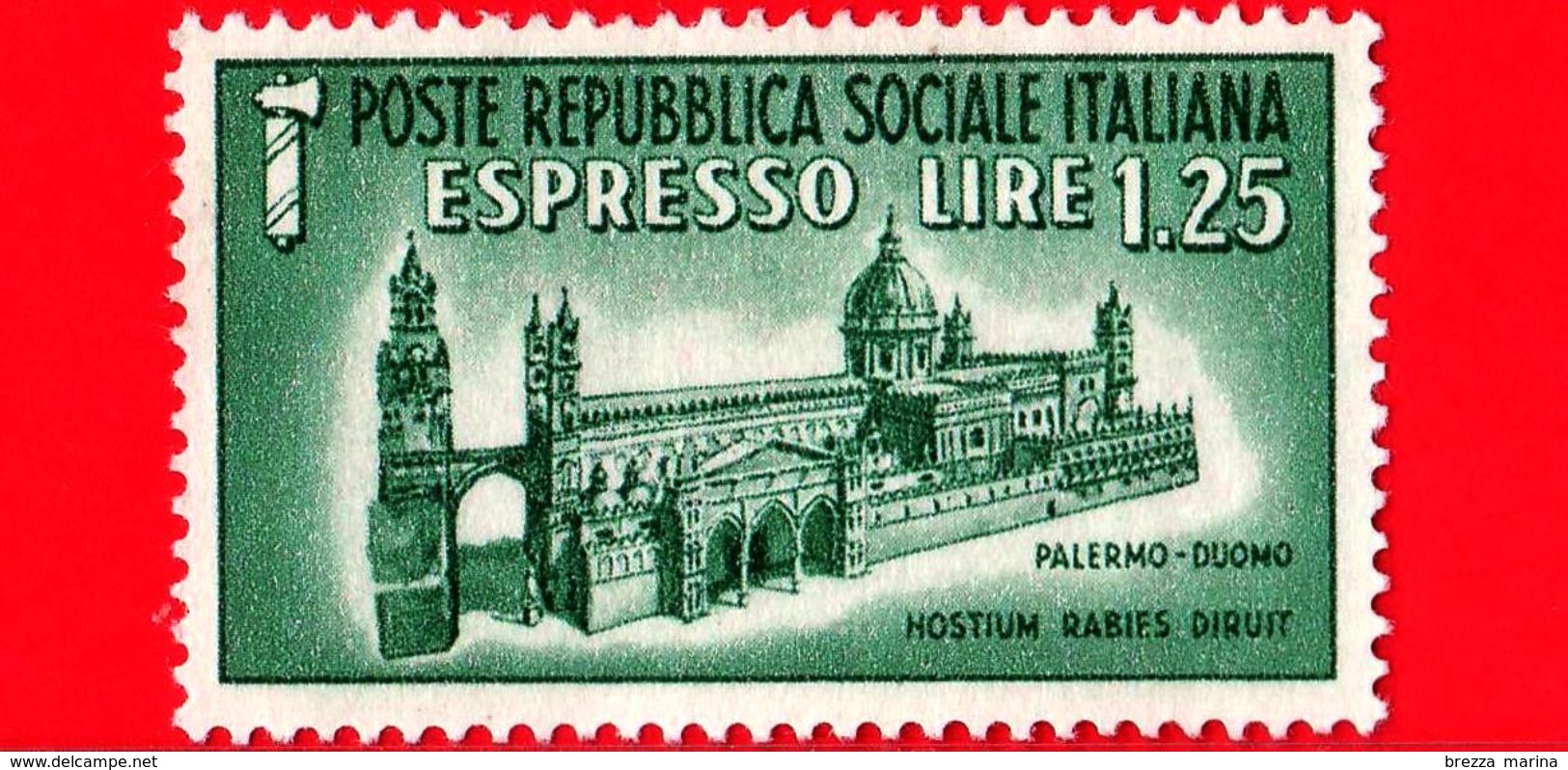 Nuovo - ITALIA - Rep. Sociale - 1944 - Monumenti Distrutti - ESPRESSO - 1,25 L. • Duomo Di Palermo - Posta Espresso