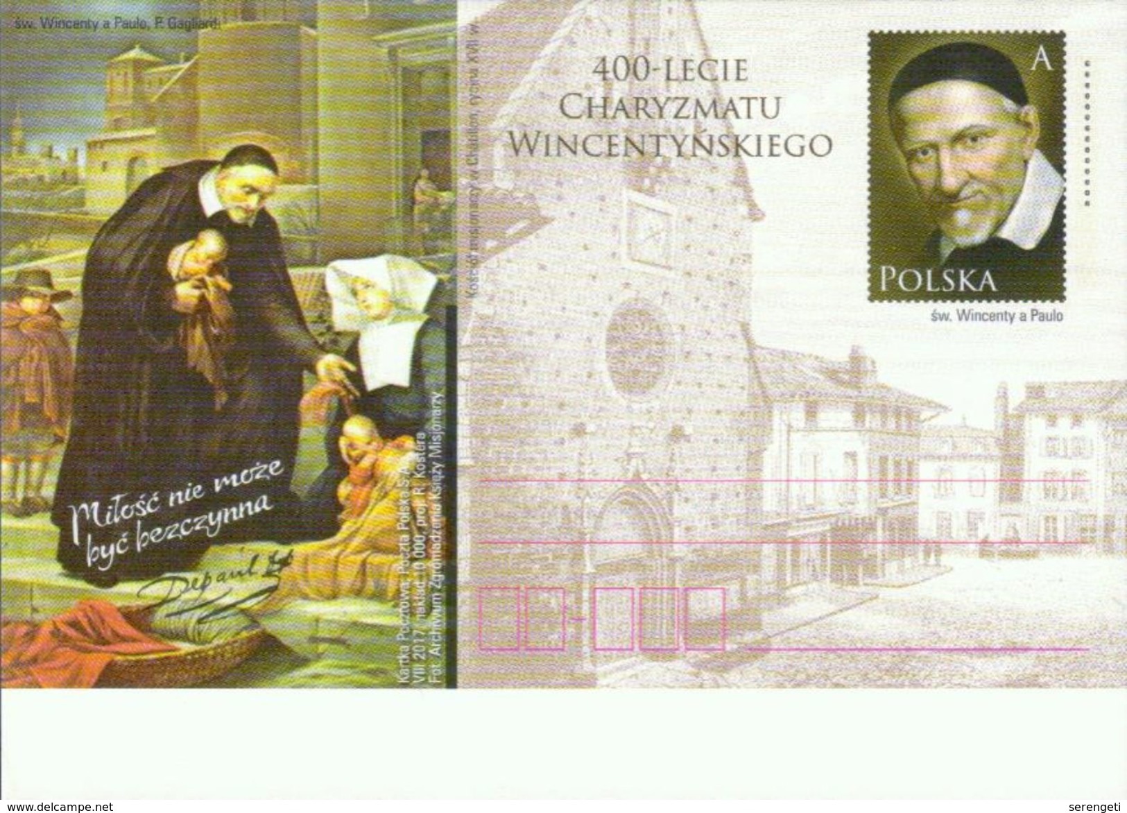 Polen GS '400 J. Karitas Des Hl. Vinzenz Von Paul' / Poland P.c. '400th Ann. Of St. Vincent De Paul Charity' **/MNH 2017 - Cristianesimo