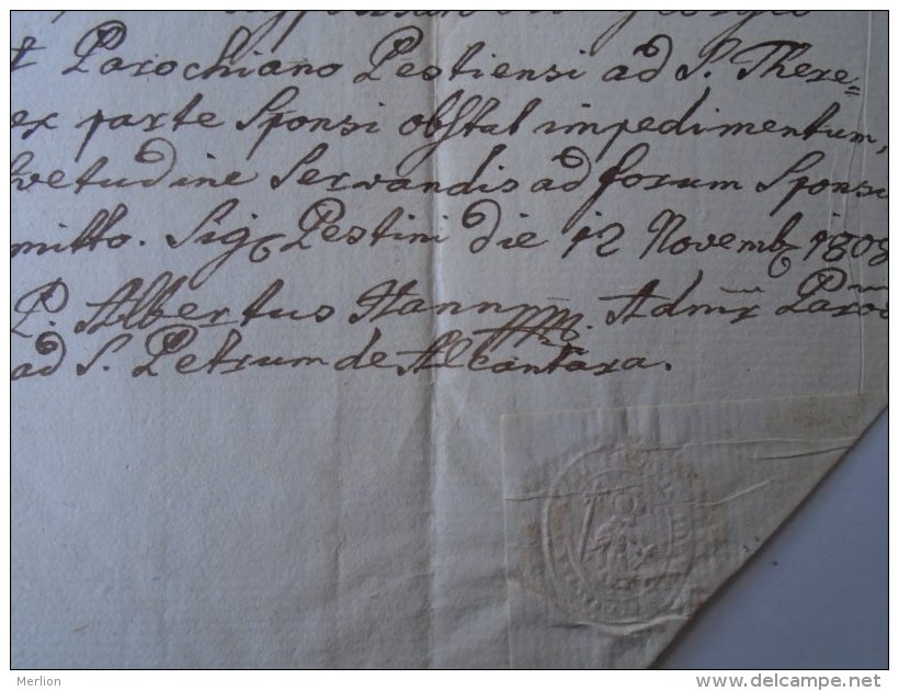 AV508A.14 Old Document - Haisz Sophia -Georgio Horváth - Pest -Hungary  1808 - Verloving