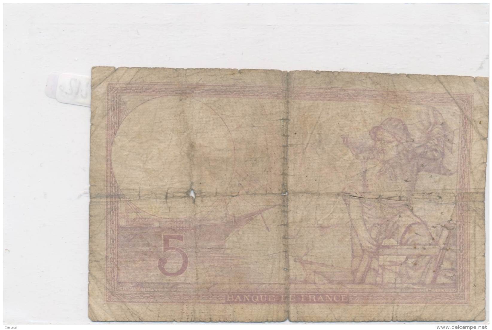 Billets - B2816 - France -5 Francs 1939 (type, Nature, Valeur, état... Voir  Double Scans) - 5 F 1917-1940 ''Violet''